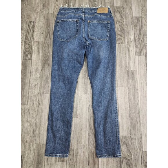 (3/$35) H&M &Denim Jeans Womens 32 High Waist Skinny Ankle Raw Hem Distressed - Picture 2 of 13